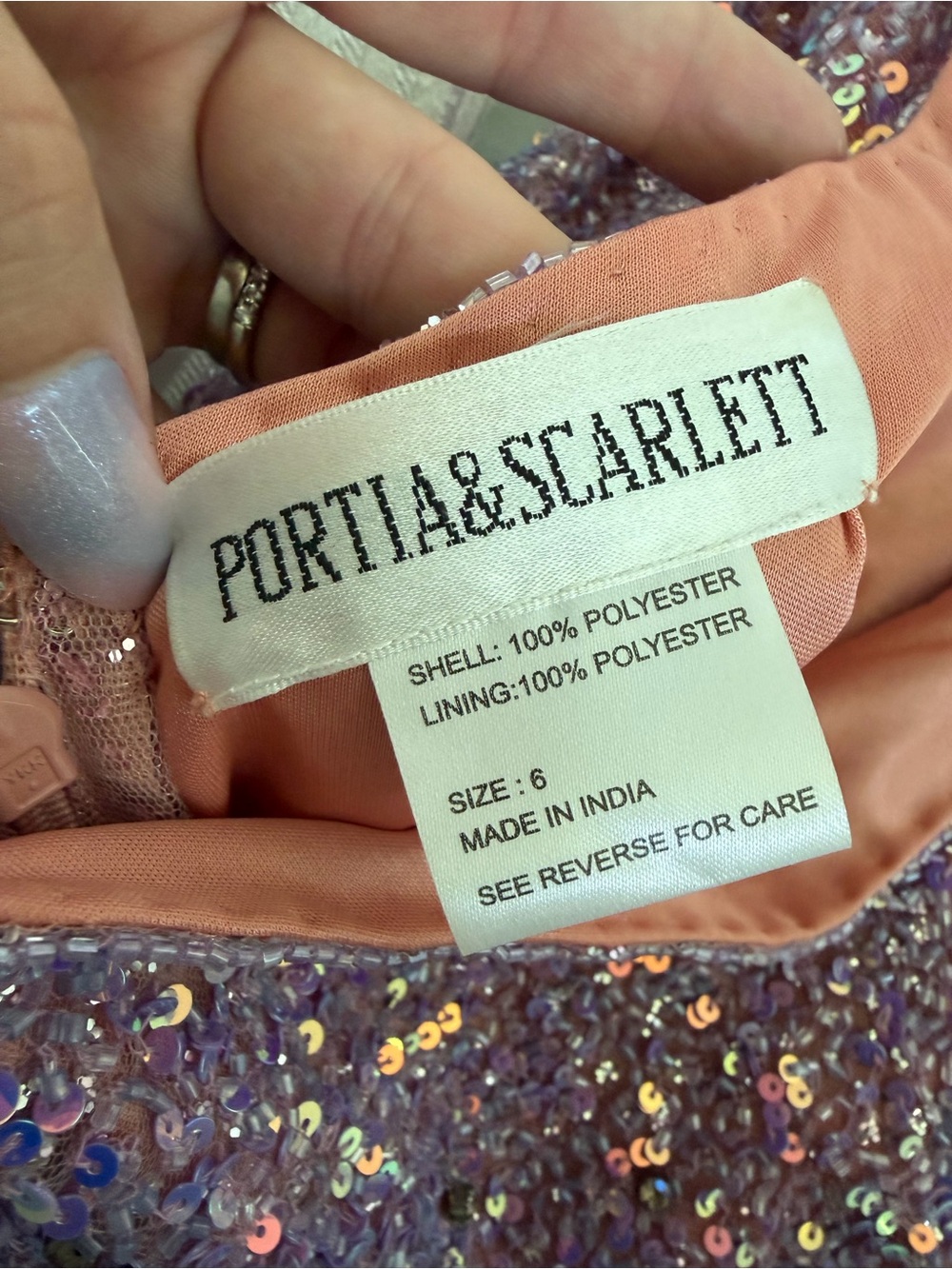 Portia & Scarlett Lavender Sequin Gown size 6, worn once, prom, gala, pageant - Picture 4 of 6